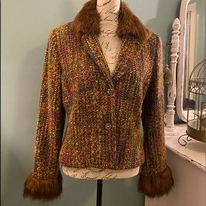 Karen Kane, Wool Jacket w/ Faux Fur, Size 12